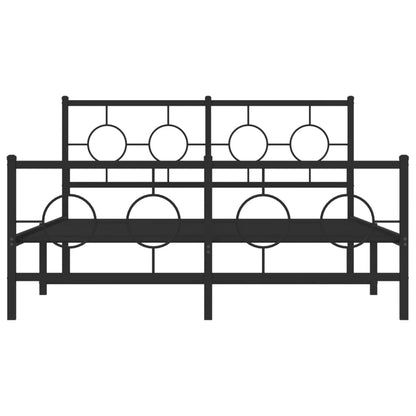 Bedframe Met Hoofd- En Voeteneinde Metaal Zwart 140 x 200 cm met hoofdbord & voetbord
