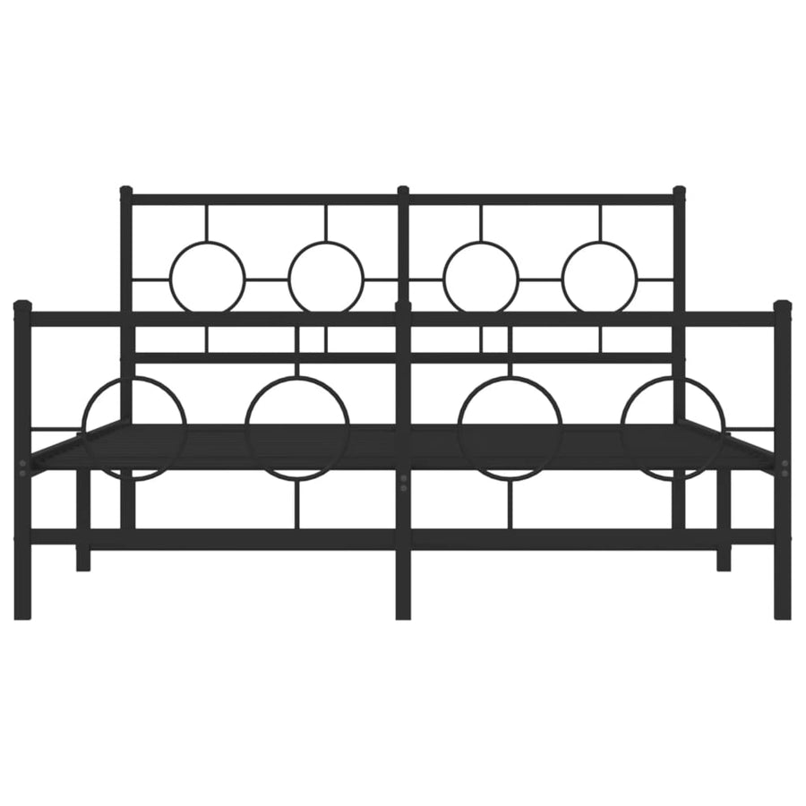 Bedframe Met Hoofd- En Voeteneinde Metaal Zwart 140 x 200 cm met hoofdbord & voetbord