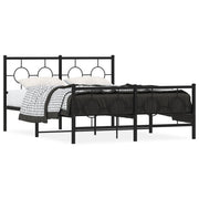 Bed frame with headboard and footboard metal black 140x200 cm