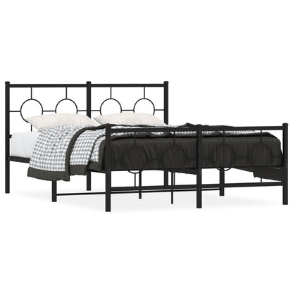 Bedframe Met Hoofd- En Voeteneinde Metaal Zwart 140 x 200 cm met hoofdbord & voetbord