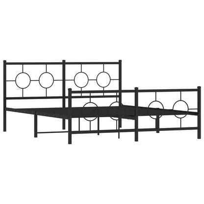 Bedframe Met Hoofd- En Voeteneinde Metaal Zwart 150 x 200 cm met hoofdbord & voetbord