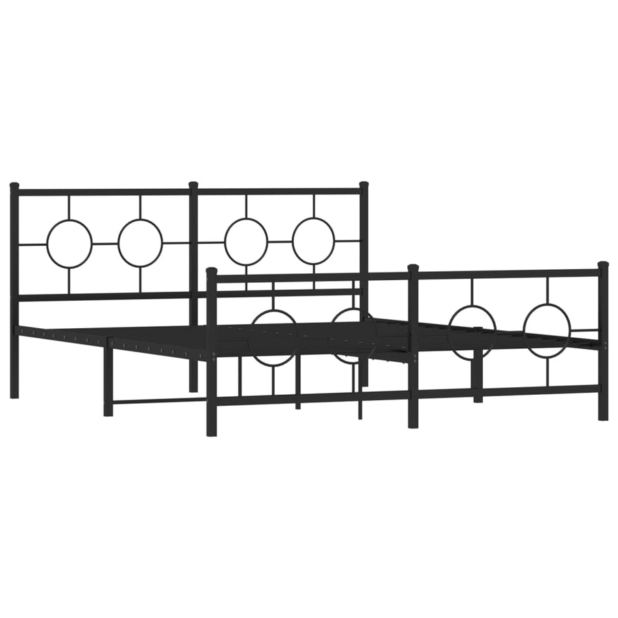 Bedframe Met Hoofd- En Voeteneinde Metaal Zwart 150 x 200 cm met hoofdbord & voetbord