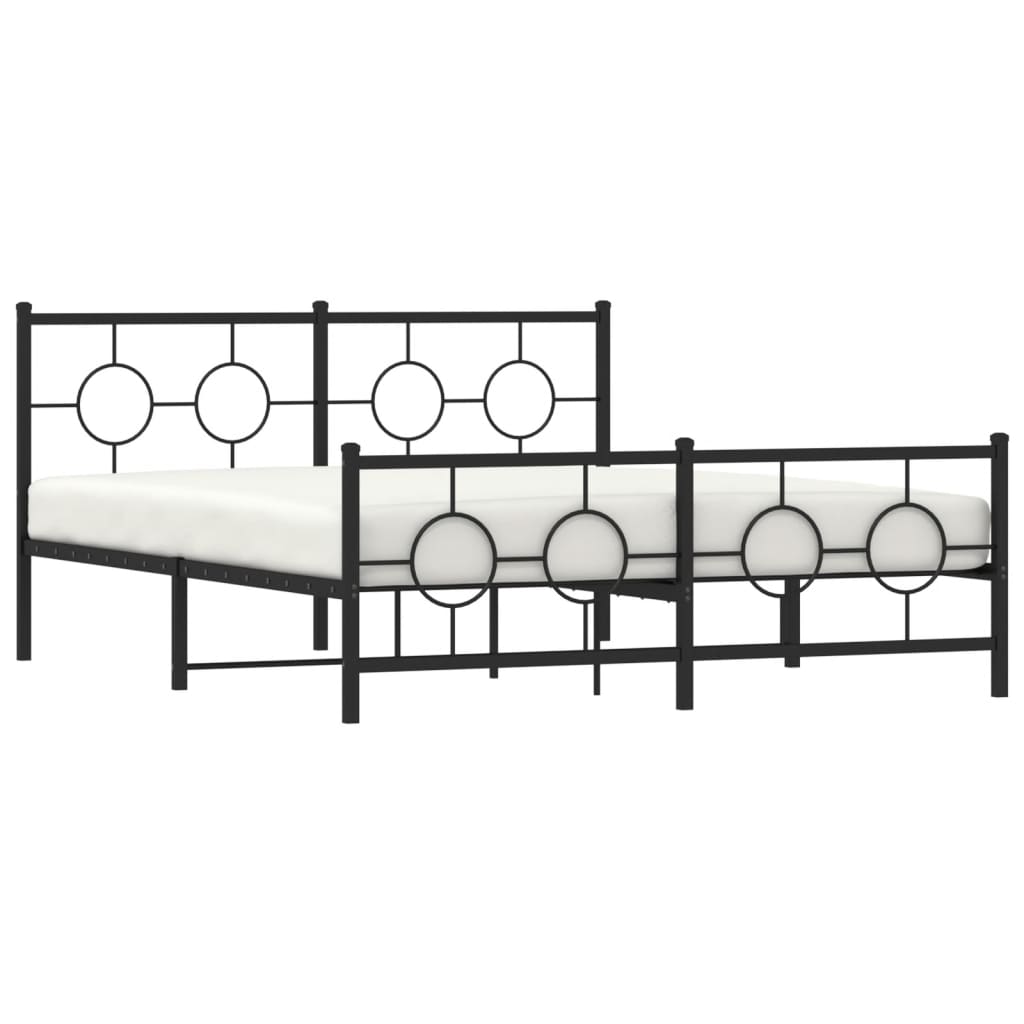 Bedframe Met Hoofd- En Voeteneinde Metaal Zwart 150 x 200 cm met hoofdbord & voetbord