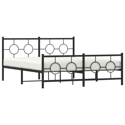 Bedframe Met Hoofd- En Voeteneinde Metaal Zwart 150 x 200 cm met hoofdbord & voetbord