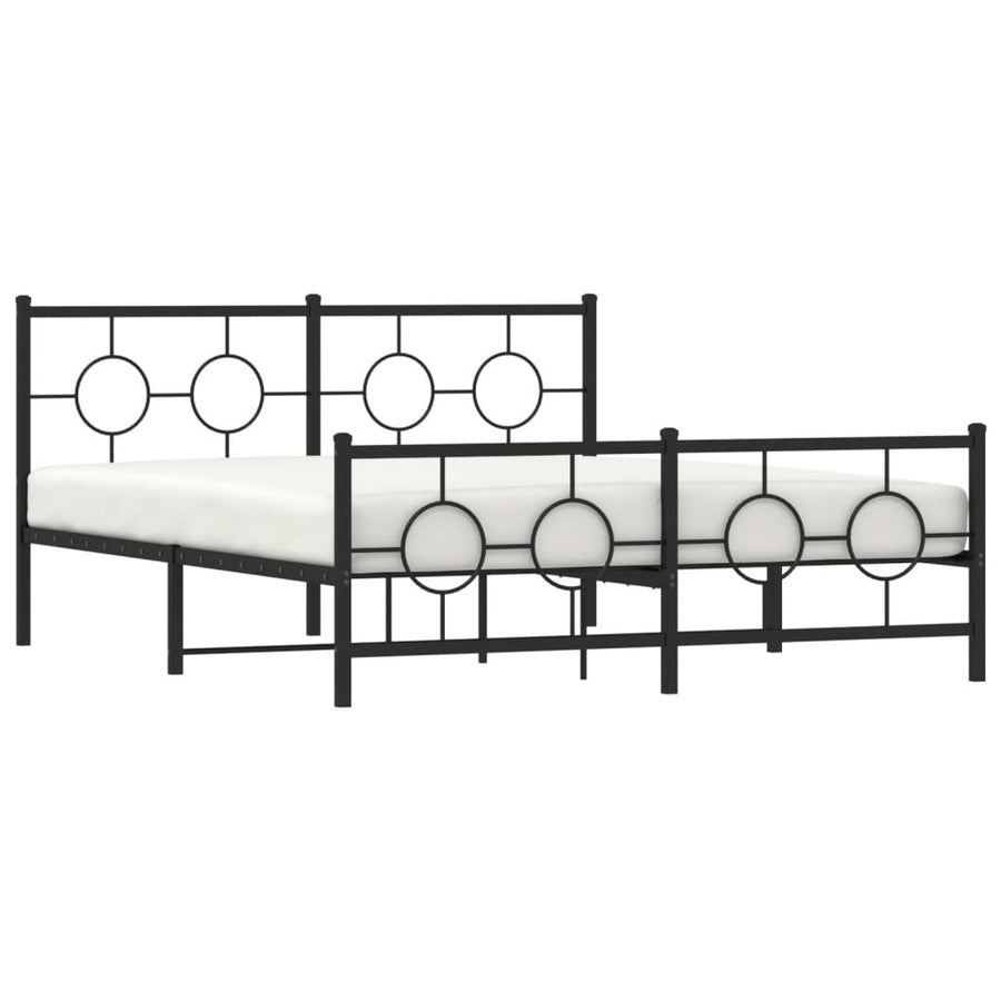 Bedframe Met Hoofd- En Voeteneinde Metaal Zwart 150 x 200 cm met hoofdbord & voetbord