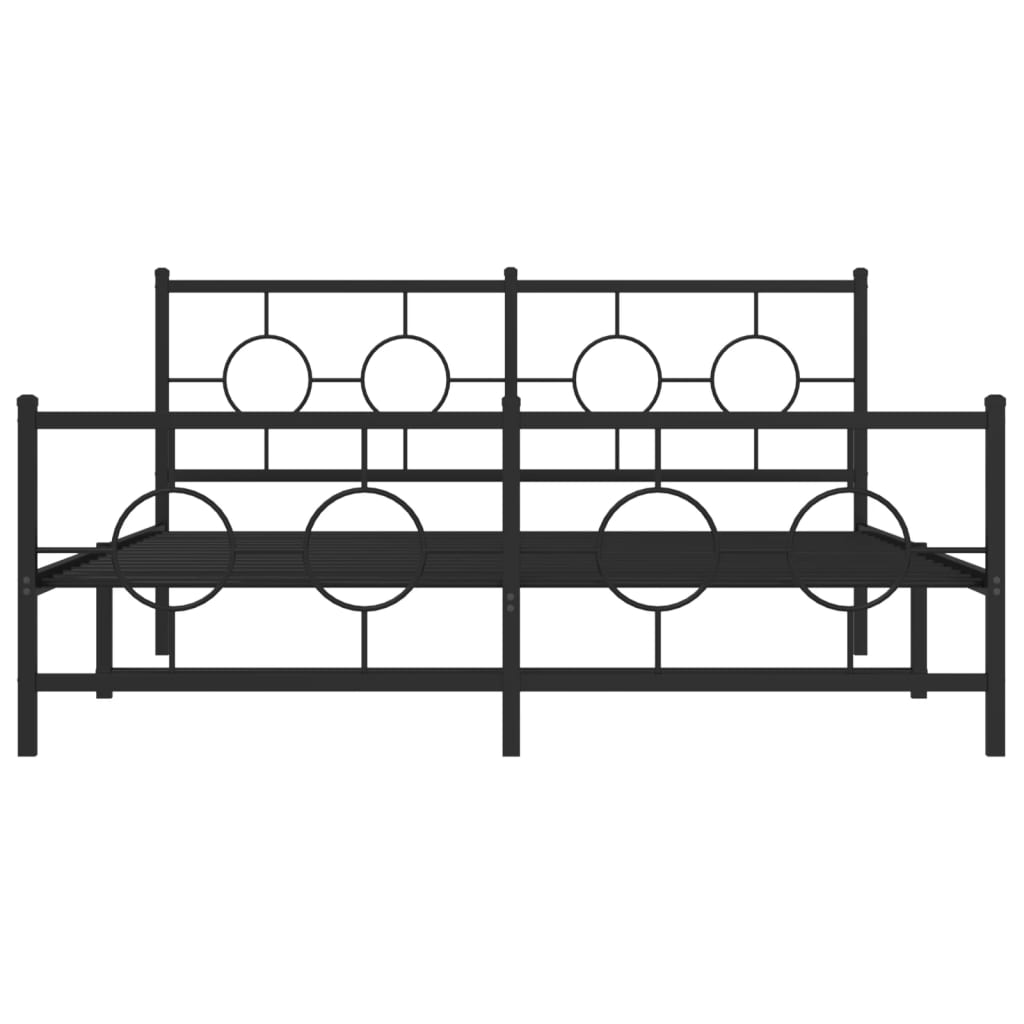 Bedframe Met Hoofd- En Voeteneinde Metaal Zwart 150 x 200 cm met hoofdbord & voetbord
