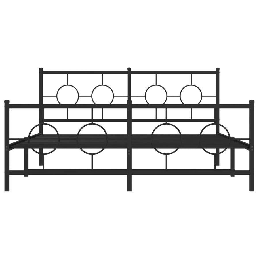 Bedframe Met Hoofd- En Voeteneinde Metaal Zwart 150 x 200 cm met hoofdbord & voetbord
