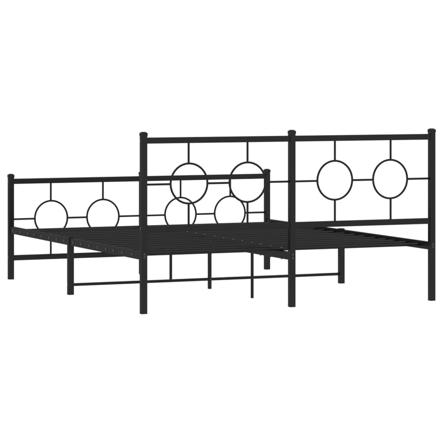 Bedframe Met Hoofd- En Voeteneinde Metaal Zwart 150 x 200 cm met hoofdbord & voetbord