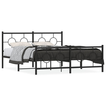 Bedframe Met Hoofd- En Voeteneinde Metaal Zwart 150 x 200 cm met hoofdbord & voetbord