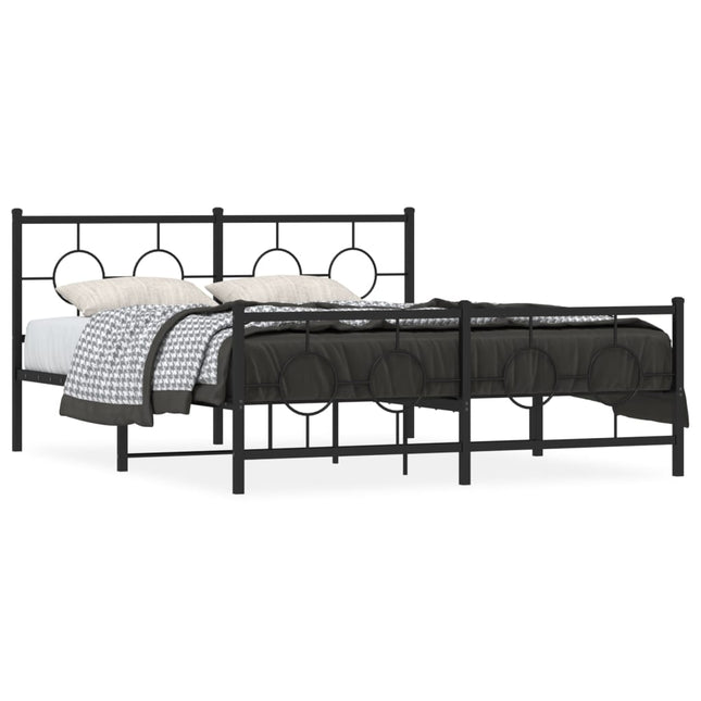 Bedframe Met Hoofd- En Voeteneinde Metaal Zwart 160 x 200 cm met hoofdbord & voetbord