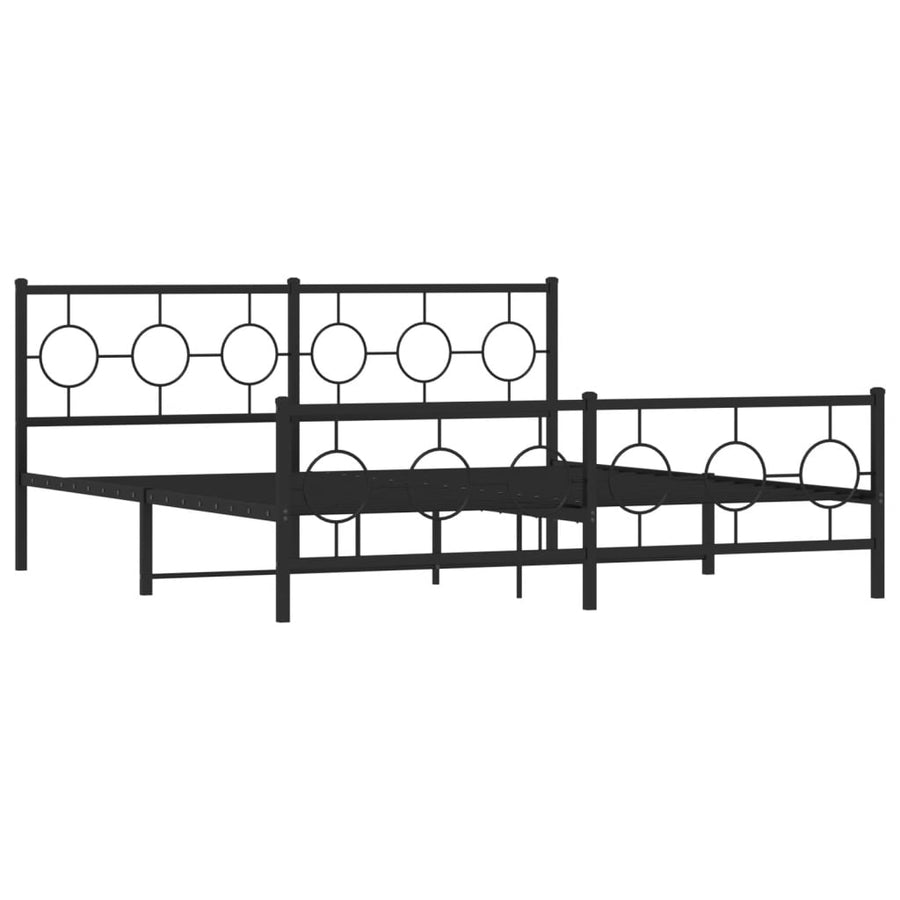 Bedframe Met Hoofd- En Voeteneinde Metaal Zwart 183 x 213 cm met hoofdbord & voetbord