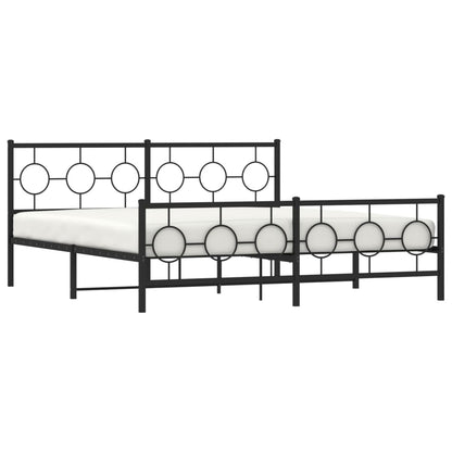 Bedframe Met Hoofd- En Voeteneinde Metaal Zwart 183 x 213 cm met hoofdbord & voetbord