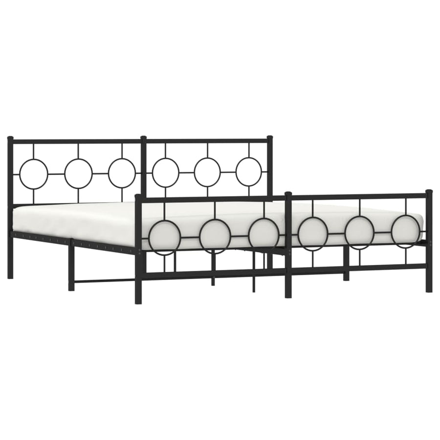 Bedframe Met Hoofd- En Voeteneinde Metaal Zwart 183 x 213 cm met hoofdbord & voetbord
