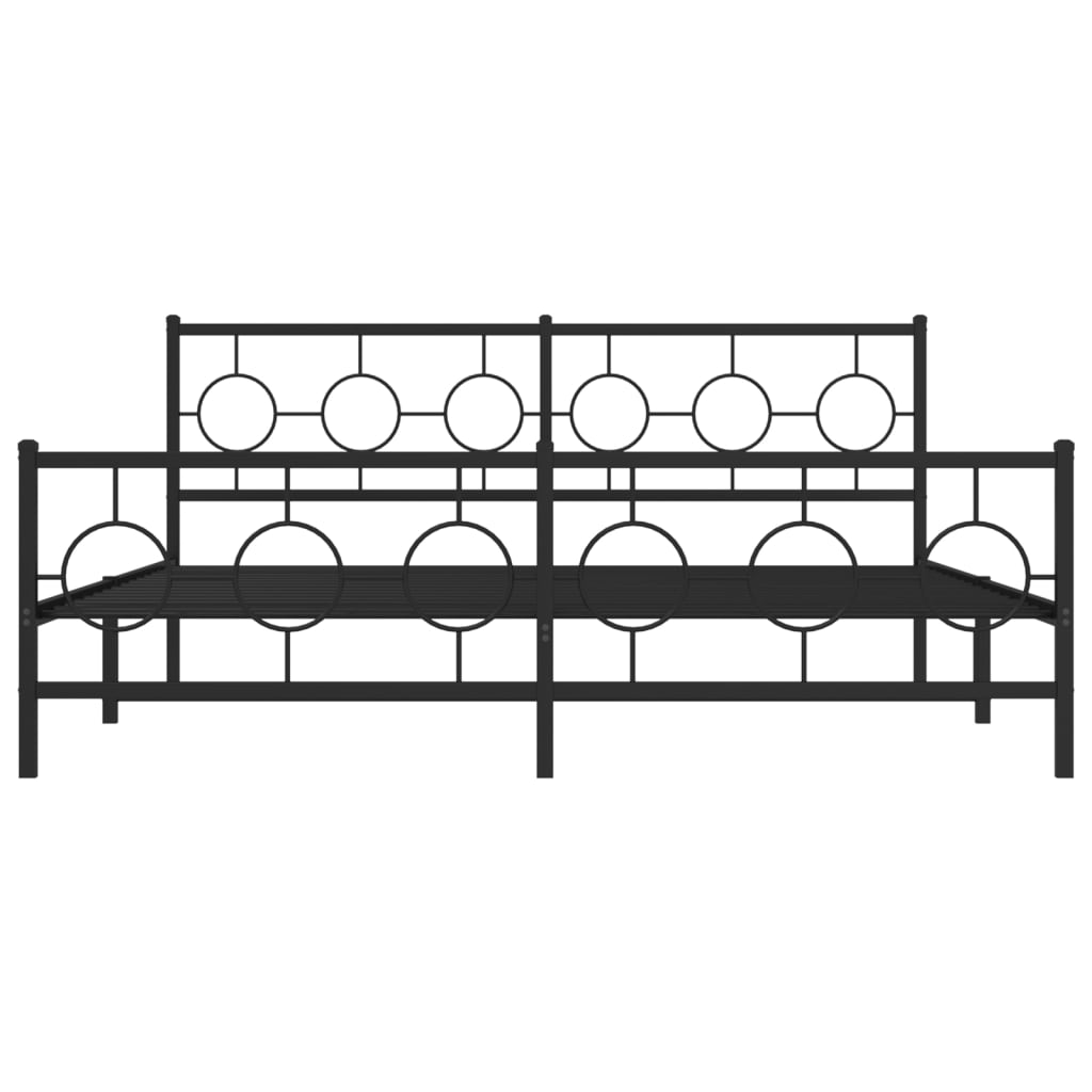 Bedframe Met Hoofd- En Voeteneinde Metaal Zwart 183 x 213 cm met hoofdbord & voetbord
