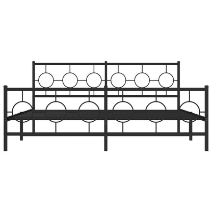 Bedframe Met Hoofd- En Voeteneinde Metaal Zwart 183 x 213 cm met hoofdbord & voetbord