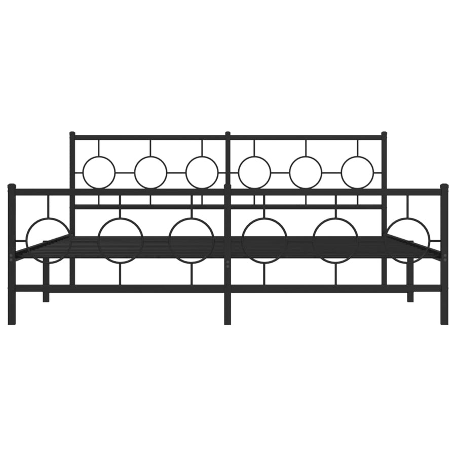 Bedframe Met Hoofd- En Voeteneinde Metaal Zwart 183 x 213 cm met hoofdbord & voetbord
