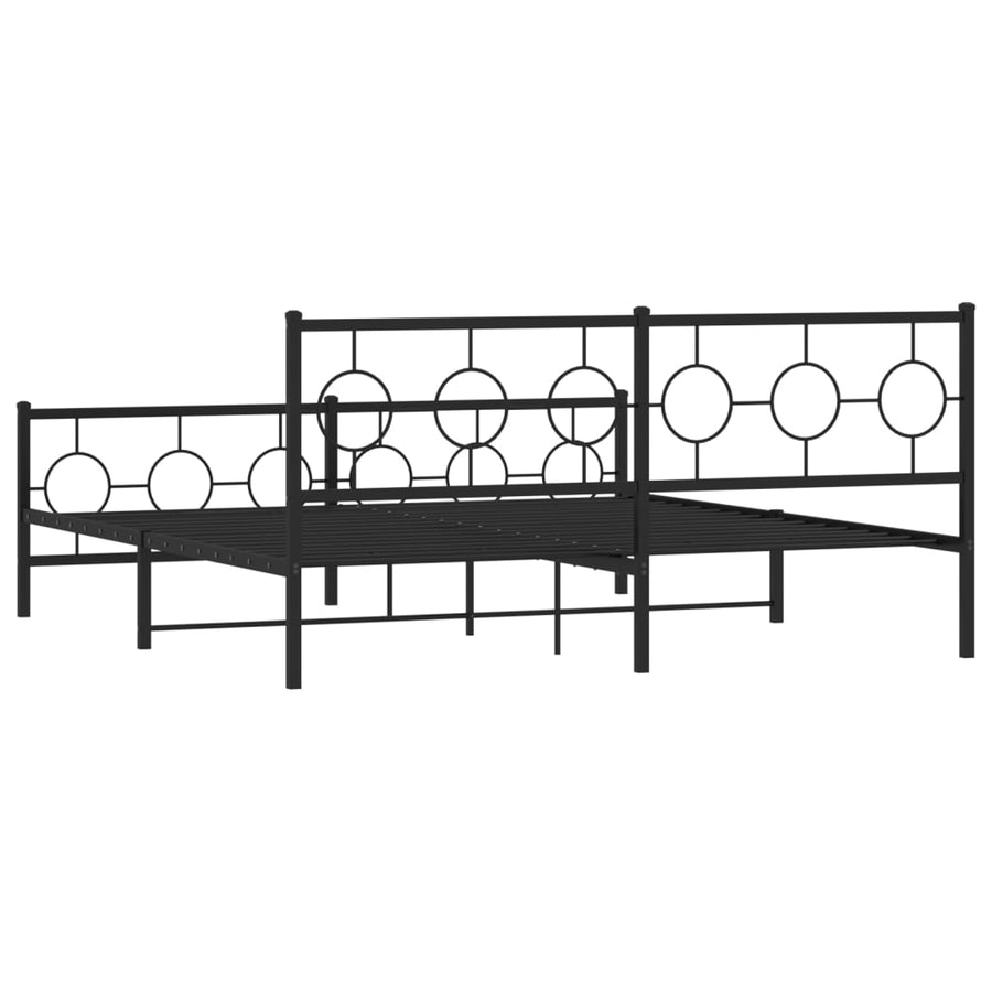 Bedframe Met Hoofd- En Voeteneinde Metaal Zwart 183 x 213 cm met hoofdbord & voetbord