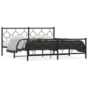 Bed frame with head and footboard metal black 183x213 cm
