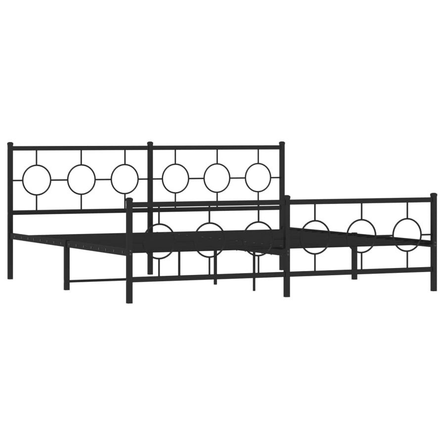 Bedframe Met Hoofd- En Voeteneinde Metaal Zwart 193 x 203 cm met hoofdbord & voetbord