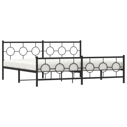 Bedframe Met Hoofd- En Voeteneinde Metaal Zwart 193 x 203 cm met hoofdbord & voetbord