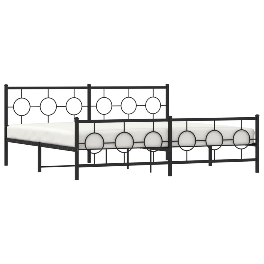 Bedframe Met Hoofd- En Voeteneinde Metaal Zwart 193 x 203 cm met hoofdbord & voetbord