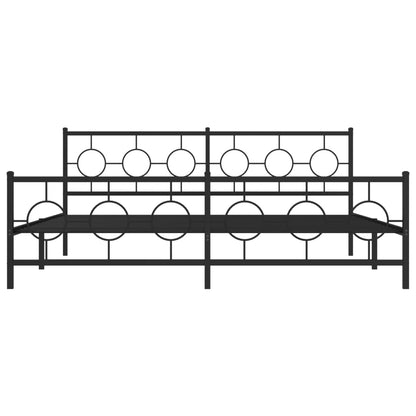 Bedframe Met Hoofd- En Voeteneinde Metaal Zwart 193 x 203 cm met hoofdbord & voetbord