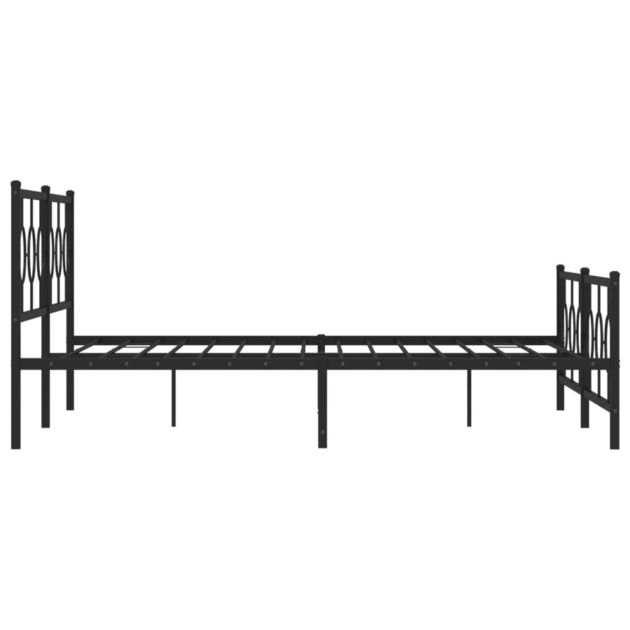 Bedframe Met Hoofd- En Voeteneinde Metaal Zwart 193 x 203 cm met hoofdbord & voetbord