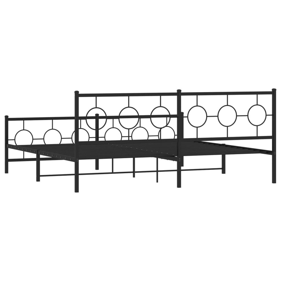 Bedframe Met Hoofd- En Voeteneinde Metaal Zwart 193 x 203 cm met hoofdbord & voetbord