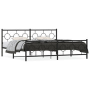 Bed frame with head and footboard metal black 193x203 cm