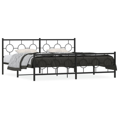 Bedframe Met Hoofd- En Voeteneinde Metaal Zwart 193 x 203 cm met hoofdbord & voetbord