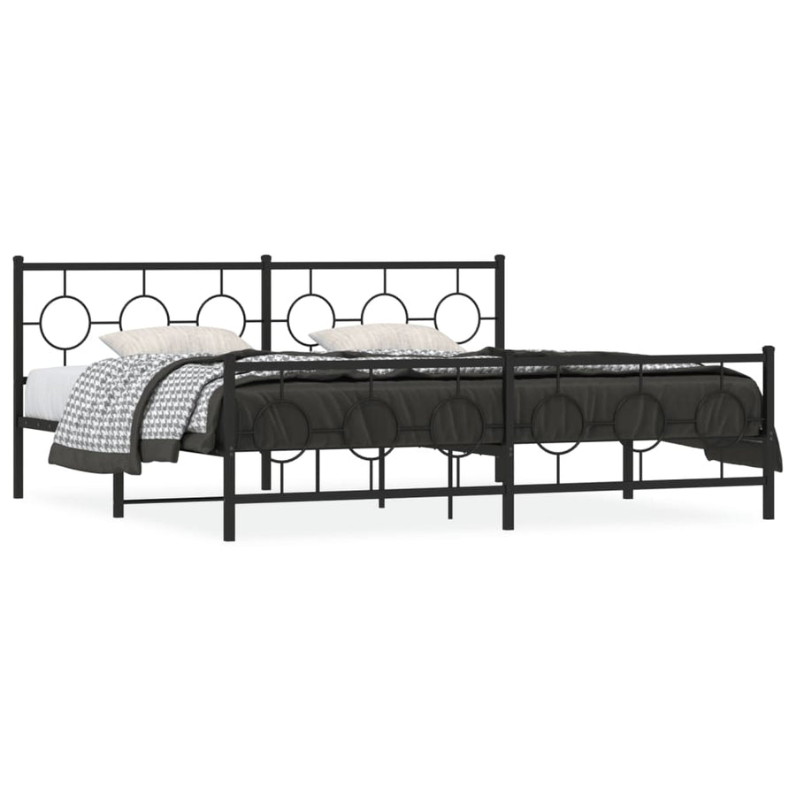 Bedframe Met Hoofd- En Voeteneinde Metaal Zwart 193 x 203 cm met hoofdbord & voetbord