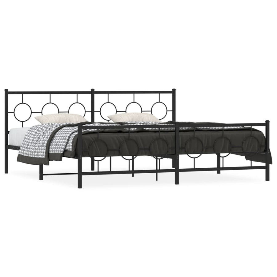Bedframe met hoofd- en voeteneinde metaal zwart 200x200 cm