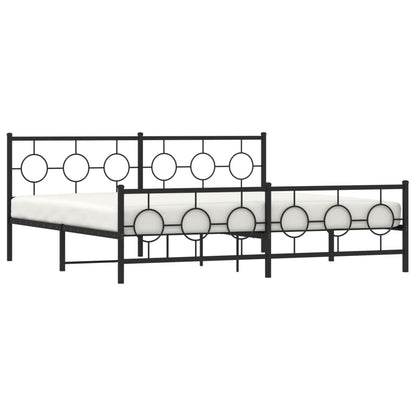 Bedframe met hoofd- en voeteneinde metaal zwart 200x200 cm