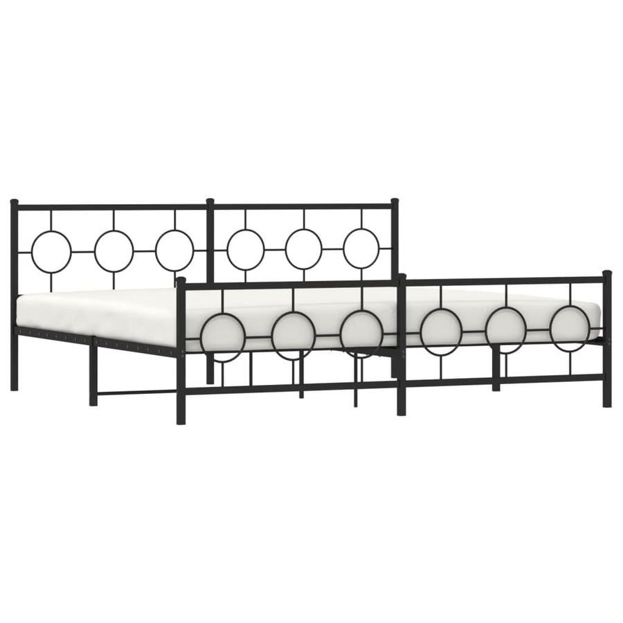 Bedframe met hoofd- en voeteneinde metaal zwart 200x200 cm