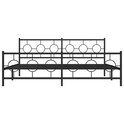 Bedframe met hoofd- en voeteneinde metaal zwart 200x200 cm