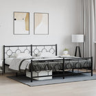 Bed frame with head and footboard metal black 200x200 cm