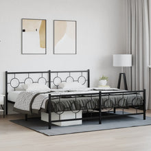 Bedframe met hoofd- en voeteneinde metaal zwart 200x200 cm