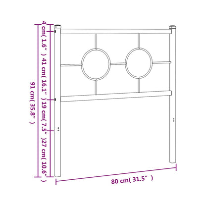 Hoofdbord Metaal Zwart 75 cm