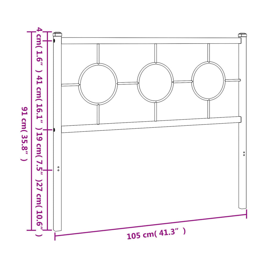 Hoofdbord Metaal Zwart 100 cm