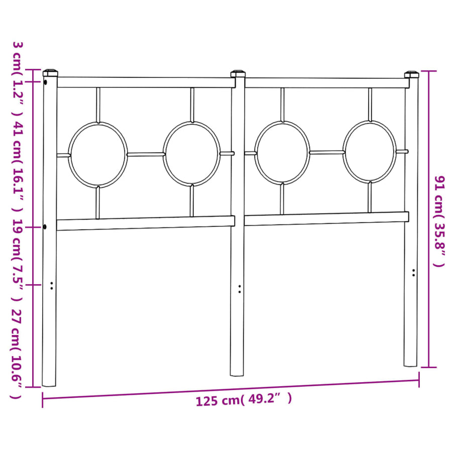 Hoofdbord 120 cm metaal zwart