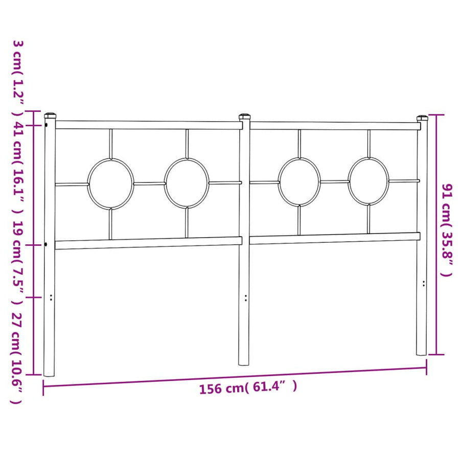 Hoofdbord 150 cm metaal zwart