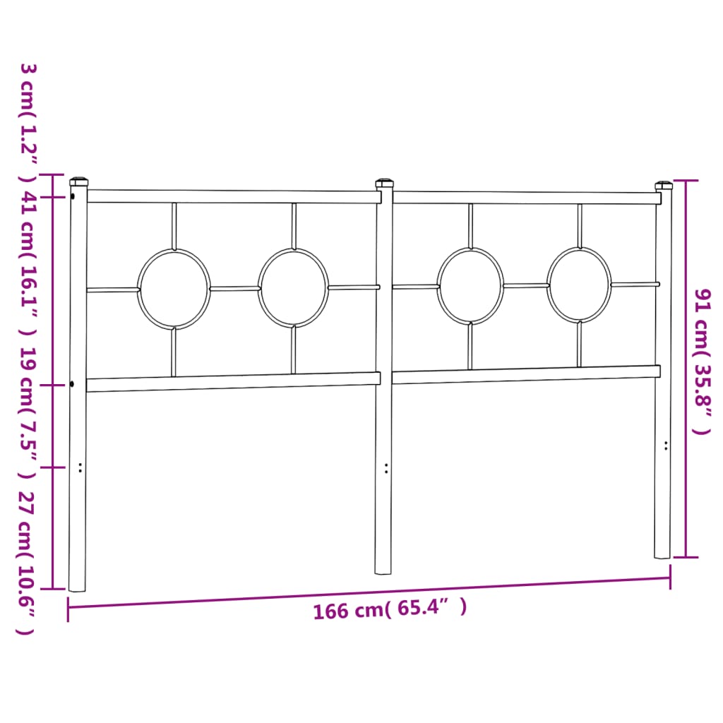 Hoofdbord 160 cm metaal zwart