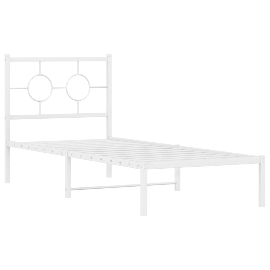 Bedframe met hoofdbord zonder matras metaal wit 75x190 cm