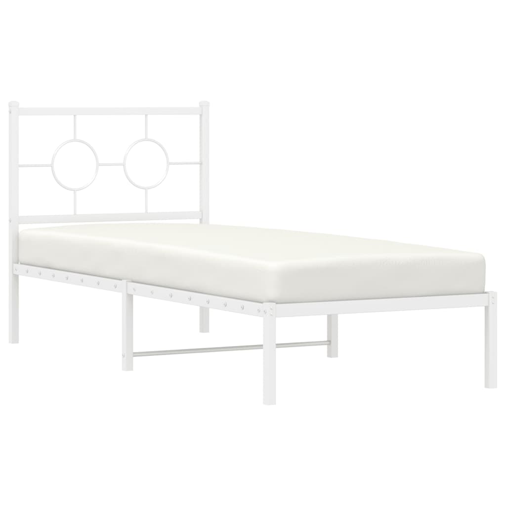 Bedframe met hoofdbord zonder matras metaal wit 75x190 cm