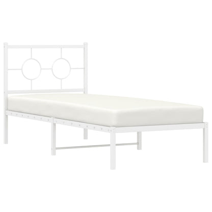 Bedframe met hoofdbord zonder matras metaal wit 75x190 cm