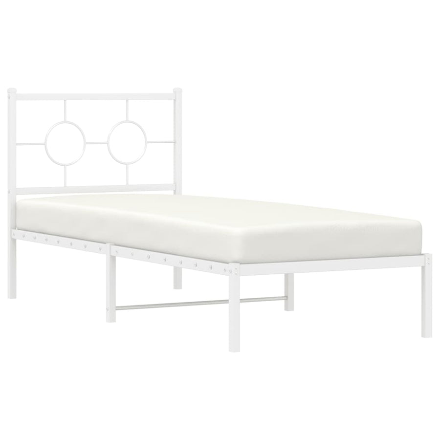 Bedframe met hoofdbord zonder matras metaal wit 75x190 cm