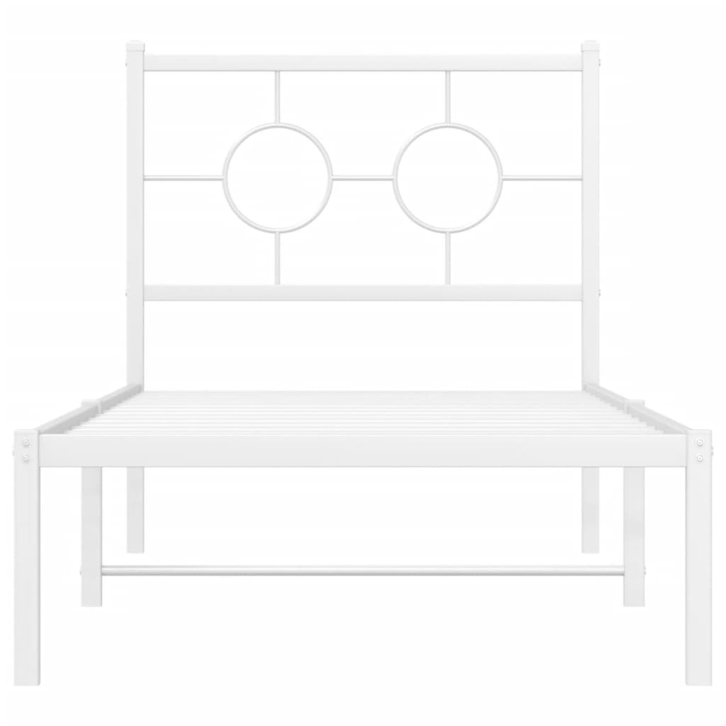 Bedframe met hoofdbord zonder matras metaal wit 75x190 cm