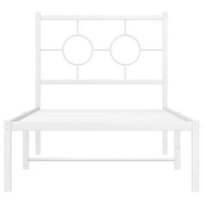 Bedframe met hoofdbord zonder matras metaal wit 75x190 cm