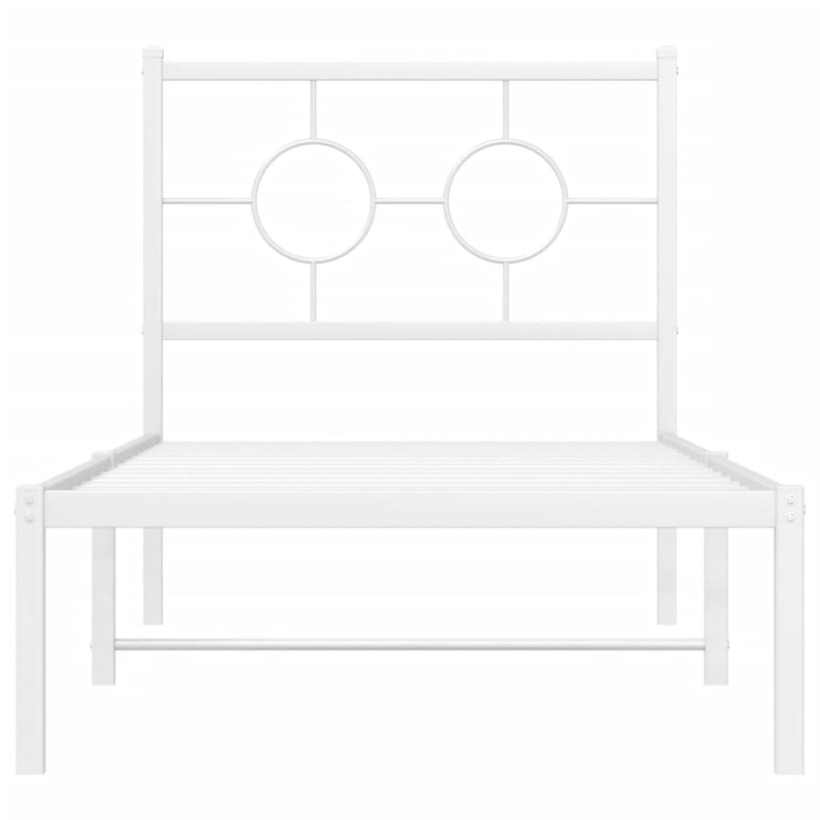 Bedframe met hoofdbord zonder matras metaal wit 75x190 cm