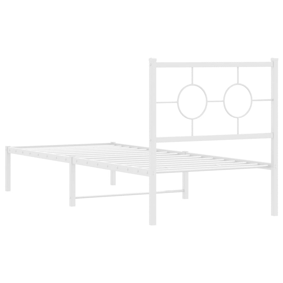 Bedframe met hoofdbord zonder matras metaal wit 75x190 cm